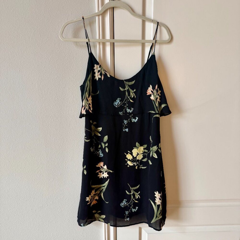 Joie Silk Black Floral Mini Dress  in Size M